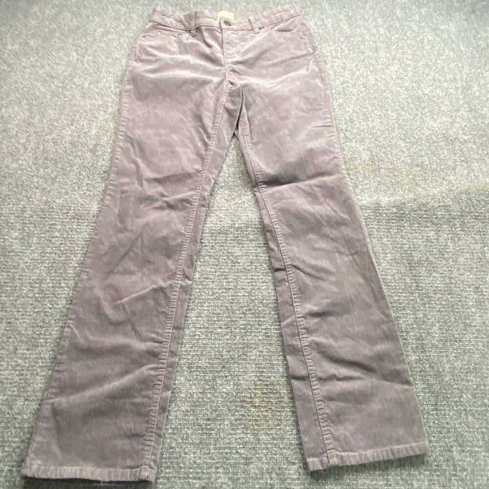 St John's Bay Pants Women's 4 Gray Corduroy Straight Leg 29x32‎ Business Causal